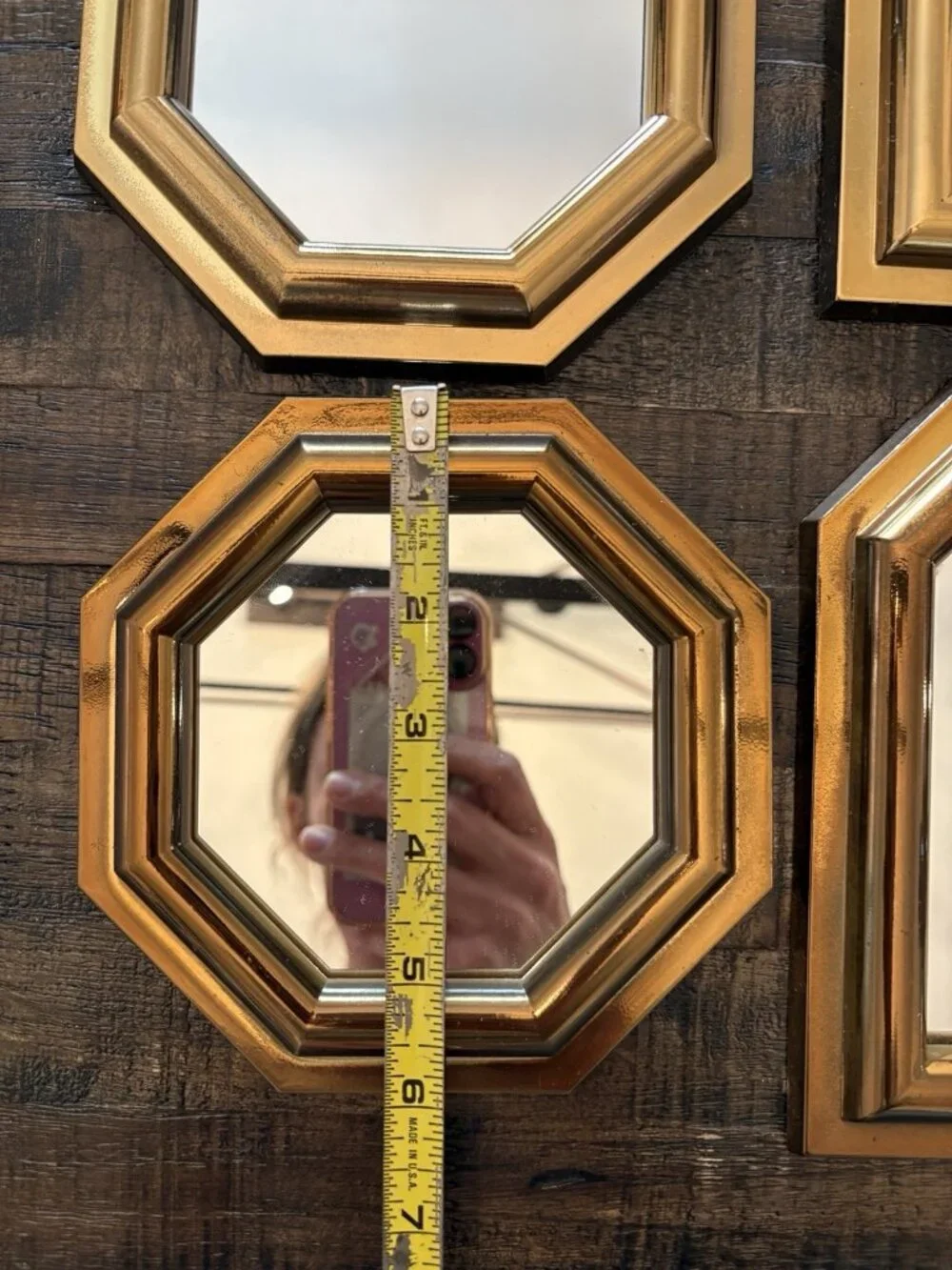 Vintage 1980s Burwood Products Gold Plastic Accent Mirrors Set of 5